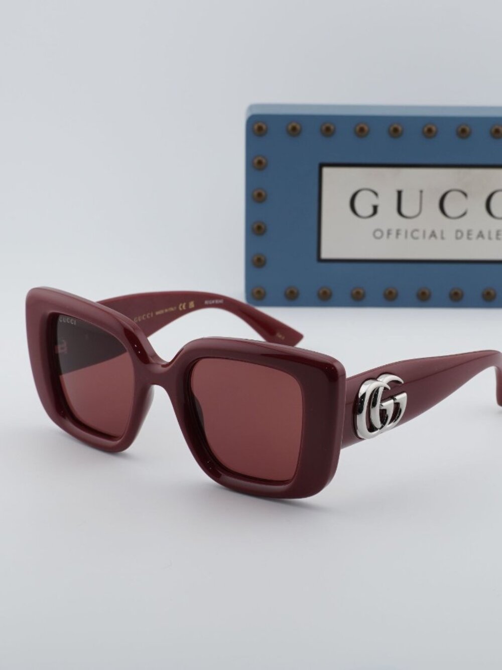 Gucci GG1975S 005 Square Sunglasses – Burgundy